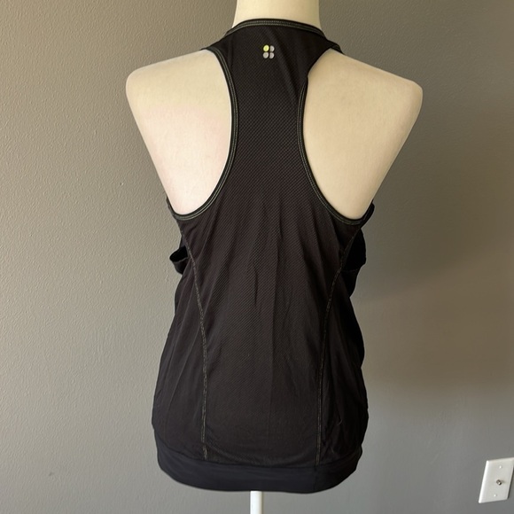 Sweaty Betty Mesh Black Cowl Neck Tank Top - Picture 6 of 9
